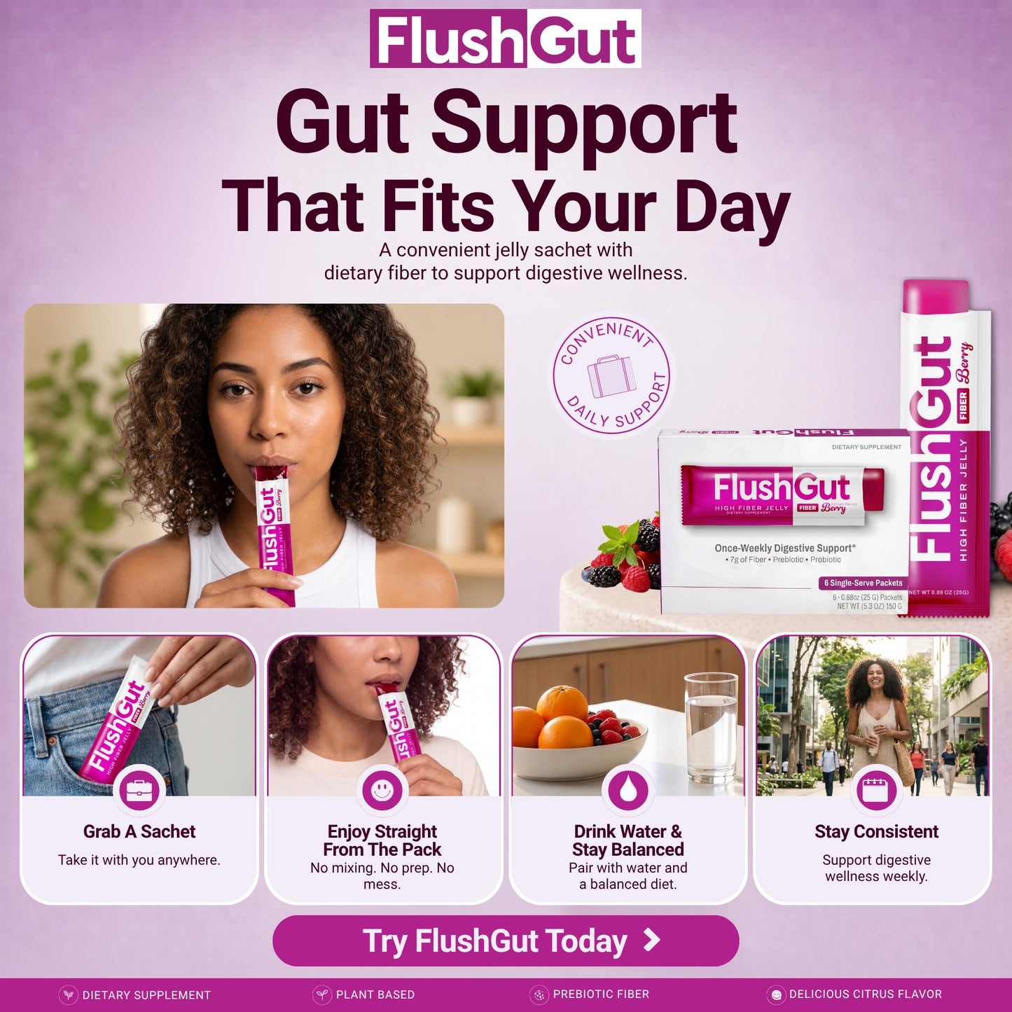 FlushGut Fiber Gummies Jelly - Berry