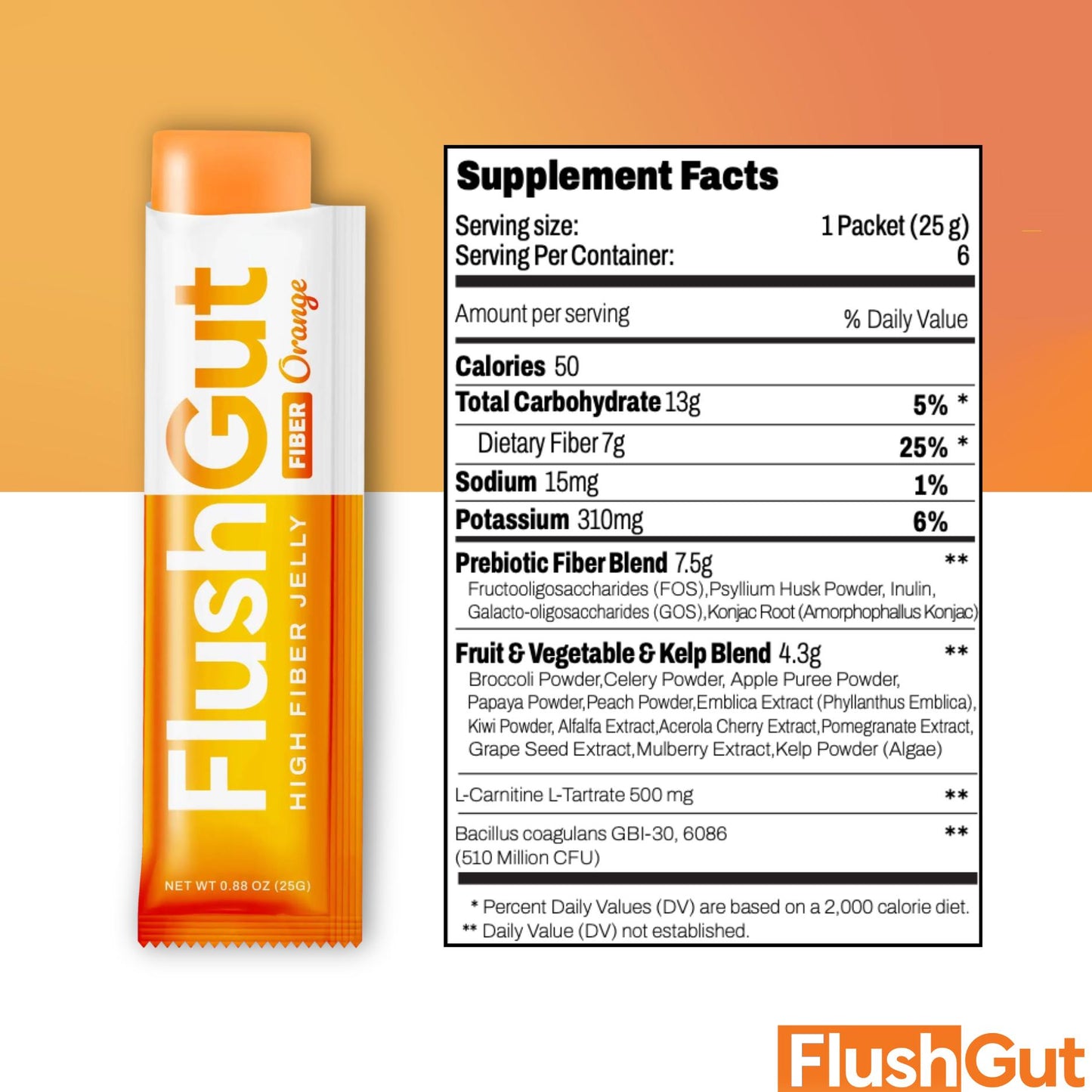 FlushGut Fiber Gummies Jelly - Orange