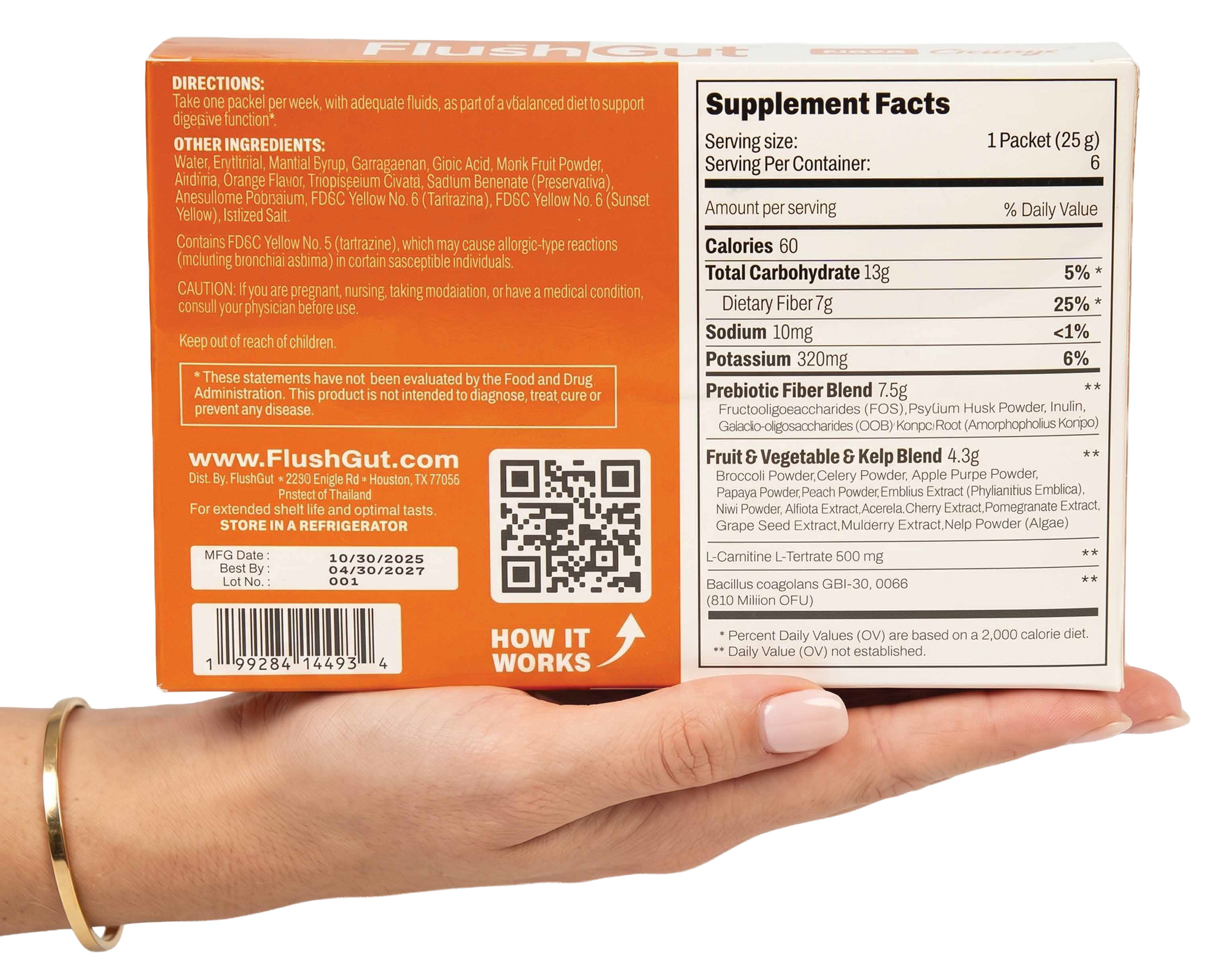Back of FlushGut box — supplement facts